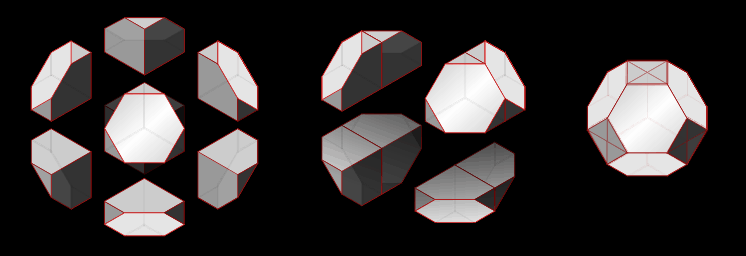 4x halved cubes -> 1x truncated octahedron