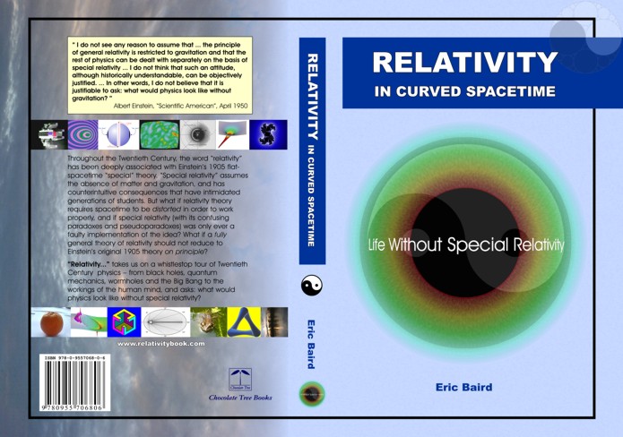 Cover Art for "Relativity in Curved Spacetime", ISBN 978-0-9557068-0-6, (c) Eric Baird 2007